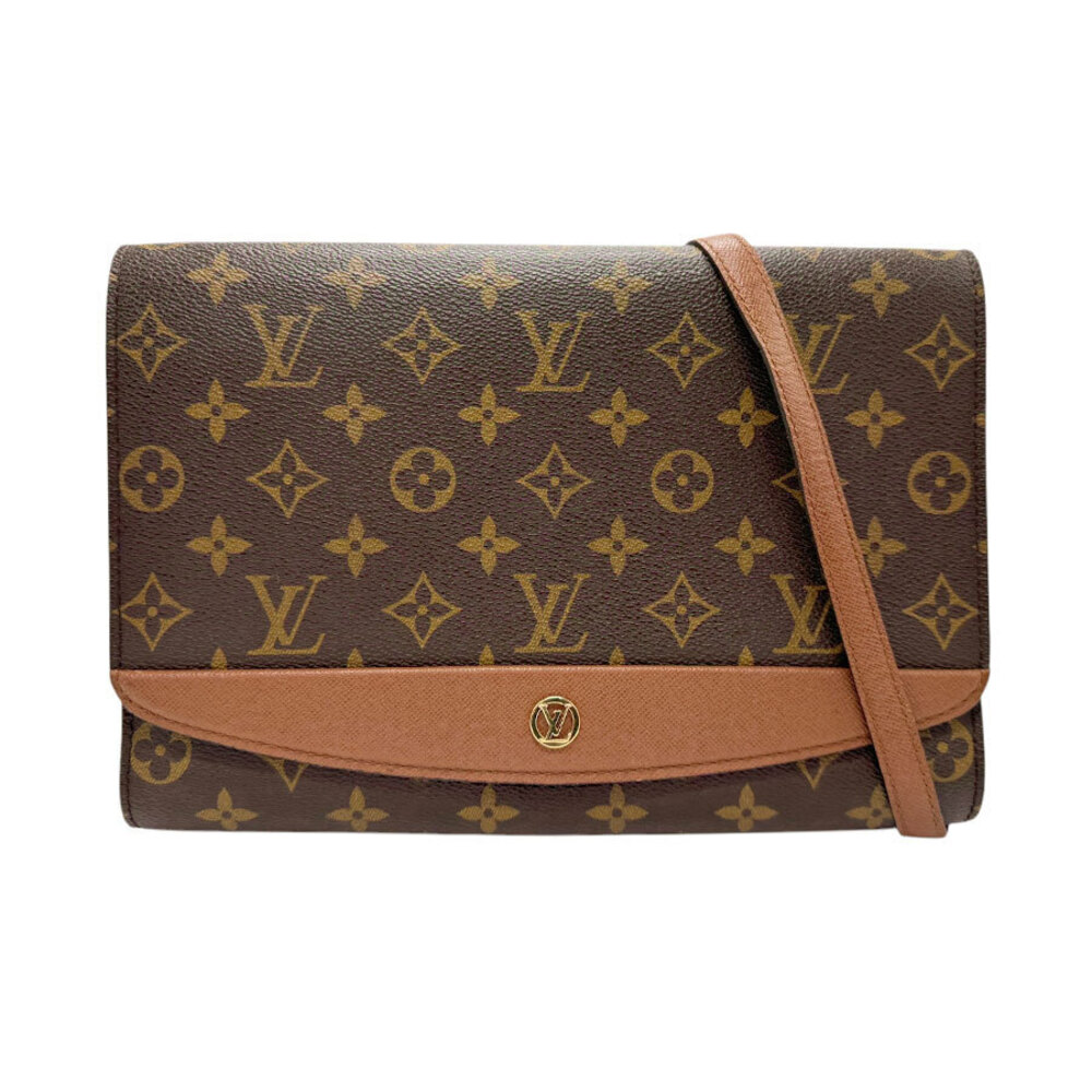 Louis Vuitton Monogram Canvas Shoulder Bag Bordeaux Purple Gold